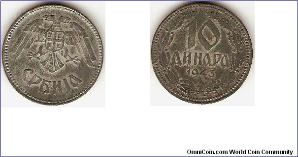 German Occupation
10 dinara
zinc