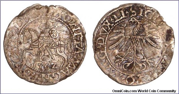 LITHUANIA~1/2 Groschen 1562.