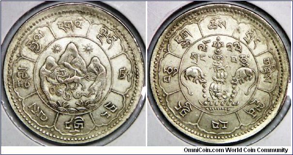 Chinese Authority, Tibet, Sho-Srang Coinage, 10 Srang, BE16-22 (1948). Billon. Obv: 2 Suns type. Choice UNC. [Sold]