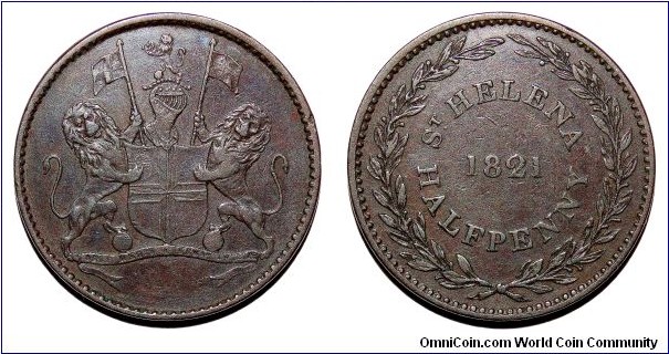 SAINT HELENA~Half Penny 1821.