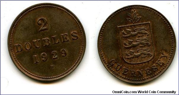 2 Doubles
1929 H
Heton Mint
Value & date
Coat of arms