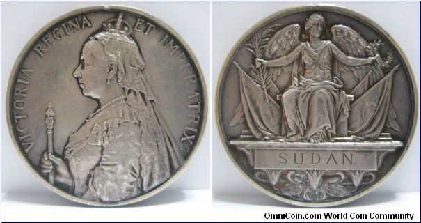 The Queen's Sudan Medal 1896 - 1898. This medal commemorates the expansion of the British protectorate of Egypt to the south (wholly independent Sudan at that time). VF.