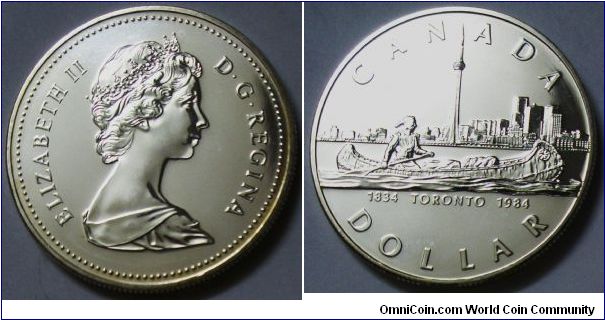 Canada (1934-1984, Toronto), Queen Elizabeth II, One Dollar, 1984. PROOF.
