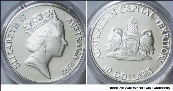Australia, Queen Elizabeth II, 10 Dollars. 1993. PROOF.