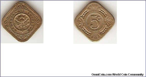 5 cent
orange blossom
copper-nickel
square coin