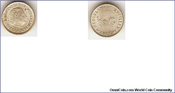 1/10 gulden
Juliana, queen of the Netherlands
0.640 silver