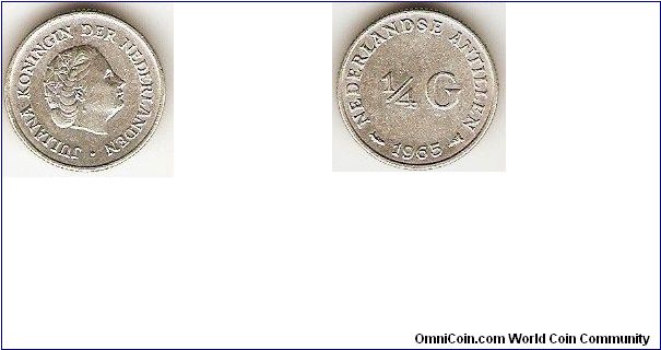1/4 gulden
Juliana, queen of the Netherlands
0.640 silver