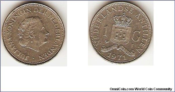 1 gulden
Juliana, queen of the Netherlands
nickel