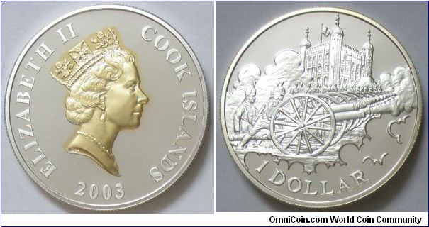 Cook Islands, Queen Elizabeth, 1 Dollar, 2003. PROOF.