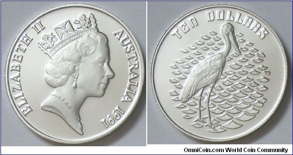 Australia, Queen Elizabeth II, 10 Dollars, 1991. PROOF.