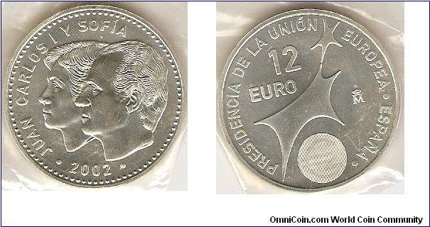 12 euro
Presidency of the European Union
Juan Carlos I and Sophia
0.925 silver