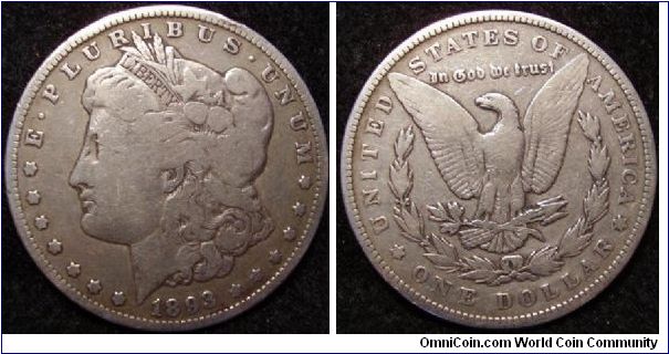 1893 Morgan Dollar Ding at 1'o'clock