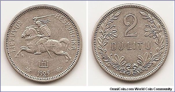 2 Litu
KM#77
5.4000 g., 0.5000 Silver 0.0868 oz. ASW, 22.9 mm. Rev:
Denomination within wreath Edge: Milled