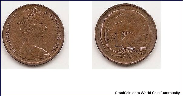 1 Cent
KM#62
2.6000 g., Bronze, 17.51 mm. Ruler: Elizabeth II Obv: Young
bust right Rev: Feather-tailed Glider Edge: Plain