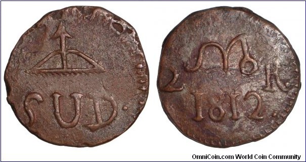 OAXACA (REGIONAL)~2 Reales 1812. Issued during the Mexican Revolution.