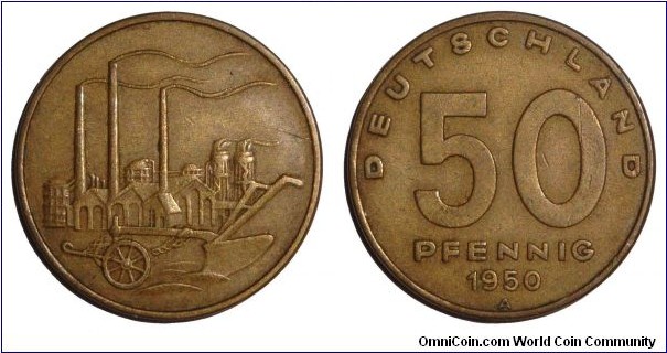 EAST GERMANY~50 Pfennig 1950. Mint: East Berlin.