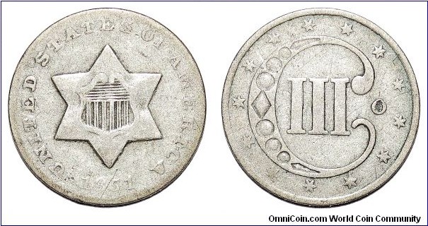 UNITED STATES~3 Cent 1851. Mint: New Orleans. 