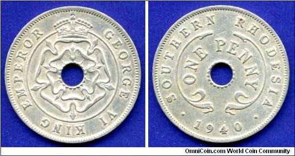 1 penny.
Southern Rhodesia.
George VI (1936-1952).


Cu-Ni.