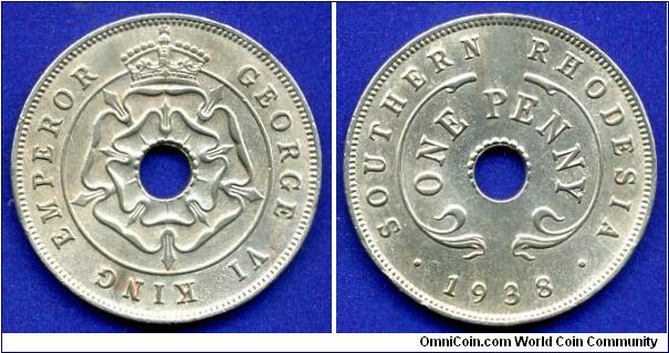 1 penny.
Southern Rhodesia.
George VI (1936-1952).


Cu-Ni.