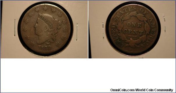 1829 Large Cent, Good.
$30