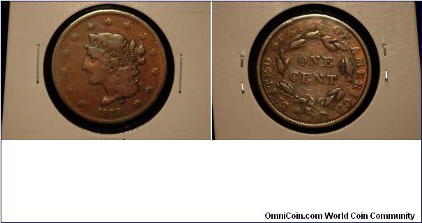 1839 Large Cent, VG, Cleaned.
$25