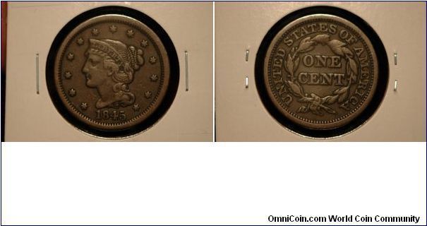 1845 Large Cent, VF.
$45