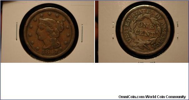 1847 Large Cent, VG.
$25