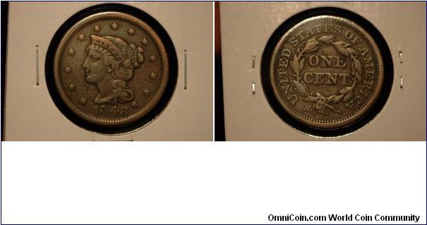 1848 Large Cent, Fine.
$30