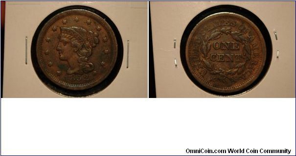 1852 Large Cent, Fine.
$30