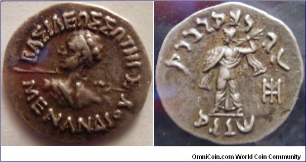 Menander Drachm Greek States166-145BC Bactria