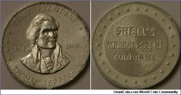 Thomas Jefferson, from the Shell's Mr. President Coin Game