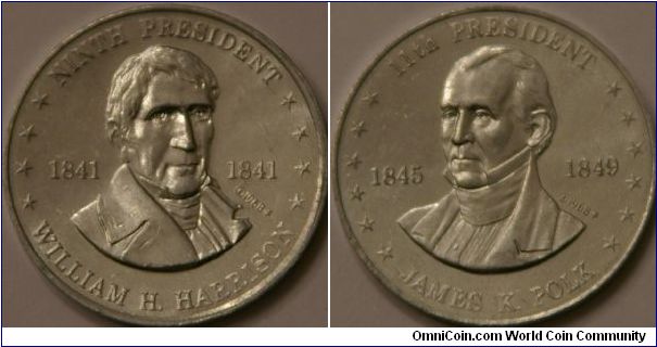 William Harrison, and James Polk, 9th & 11th presidents.  from Shell's Mr. President game (backs were all the same)