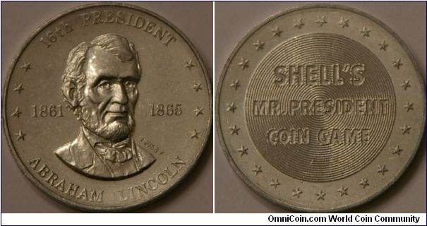 Abraham Lincoln, 16th president.  from the Shell's Mr. President Coin Game