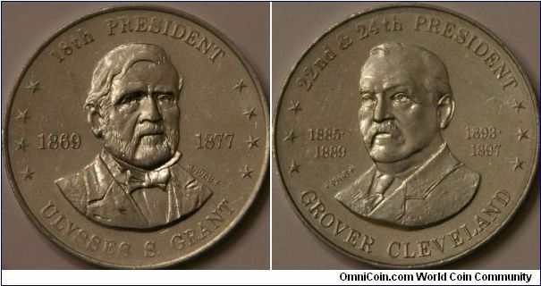 Ulysses Grant & Grover Cleveland, 18th & 22nd/24th presidents.   from Shell coin game