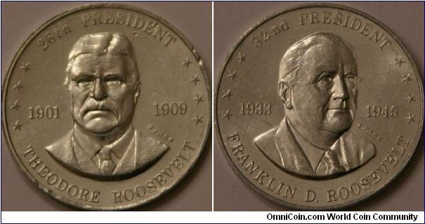 Teddy Roosevelt & 5th cousin FDR.  from the Shell's Mr. President Coin Game
