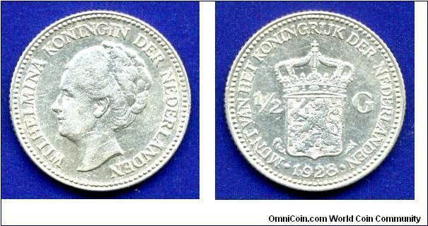 1/2 Gulden.
Queen Wilhelmina I (1890-1948).


Ag720f. 5,0gr.