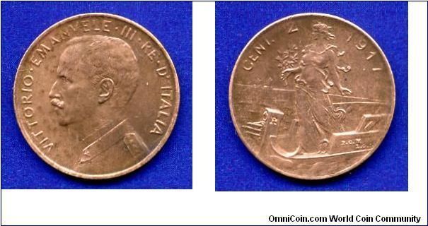 2 cetesimi.
Vittorio - Emanuele III (1900-1946).
(R) Roma mint.


Br.