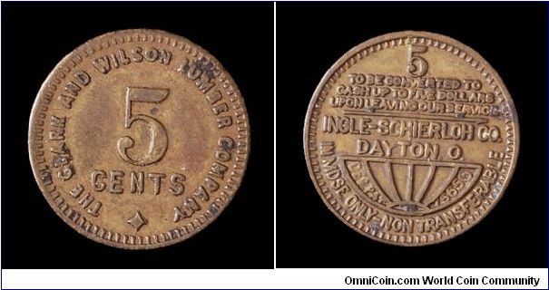 Clark and Wilson Lumber Co., 5 cent token, Prescott, Oregon