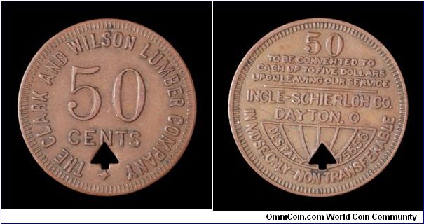 Clark and Wilson Lumber Co., Prescott, Oregon, 50 cent token.