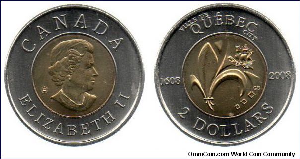 2008 Quebec City 400th Anniversary 2 Dollars