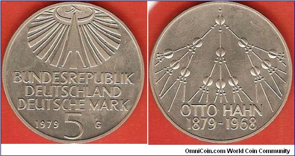 5 mark
Otto Hahn 1879-1968
copper-nickel