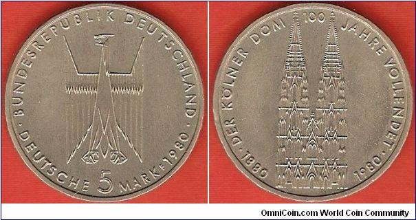 5 mark
100th anniversary of finishing the building of Cologne Cathedral
copper-nickel