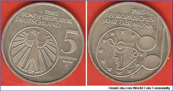 5 mark
1985: European Year of the Music
copper-nickel