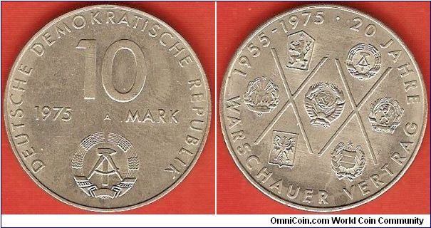German Democratic Republic (East Germany)
10 mark
20th anniversary Warsaw Pact
copper-nickel