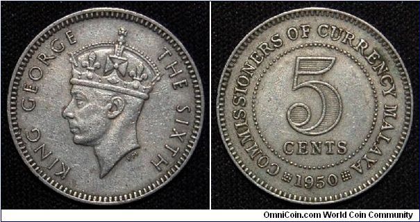 1.3900g, Copper-Nickel Obv: Crowned head of King George VI left. Rev: Value within beaded circle. Mintage: 40,000,000.