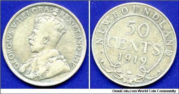 50 cents.
Newfoundland.
George V (1910-1936).
(C) Royal Canadian Mint, Ottawa.
Mintage 307,267 units.


Ag925f. 11,78gr.