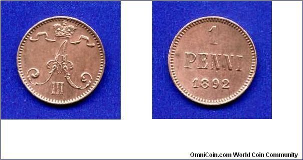 1 penni.
Alexander III (1881-1894).
Grand Duchy of Finland.


Cu.