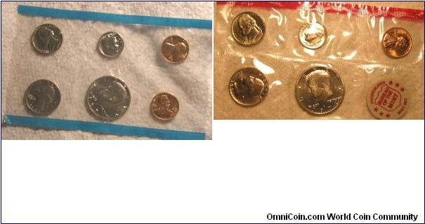Uncirculated Mint Set. 1971- 2 Kennedy Half Dollars P and D, 2 Washington Quarters P and D, 2 Roosevelt Dimes P and D, 2 Jefferson Nickels P and D and 3 Lincoln Memorial Cents P, D and S.