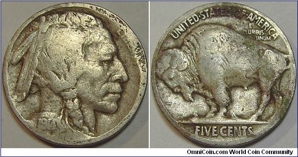 1914 Indian Head (Buffalo) Five Cents, Not too pretty