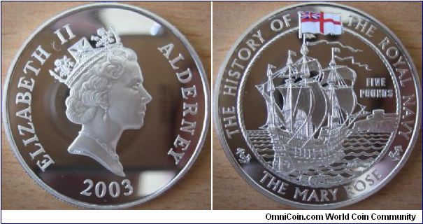 5 Pounds - The Mary Rose - 28.28 g Ag 925 Proof - mintage 10,000